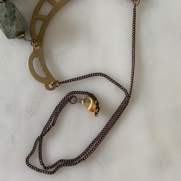 2/$40💎 Bold Gold Statement Necklace with Mint Dalmatian Jasper and Gold Spikes - Picture 8 of 10